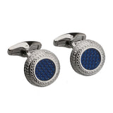 Dark Blue Carbon Fibre Silver Cufflinks