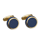 Dark Blue Carbon Fibre and Enamel Gold Cufflinks