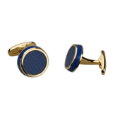 Dark Blue Carbon Fibre and Enamel Gold Cufflinks