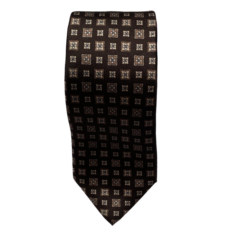 Brown Foulard Silk Tie