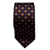 Navy and Orange Foulard Silk Tie
